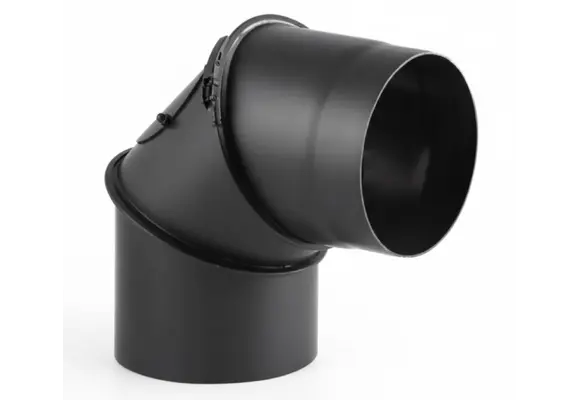 Kachelpijp - bocht - 90 graden - 2mm staal - Ø 150 mm - zwart