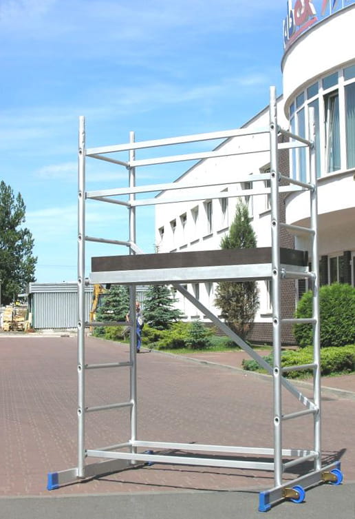 Aluminium rolsteiger - 4,20 m werkhoogte - verrijdbare steiger