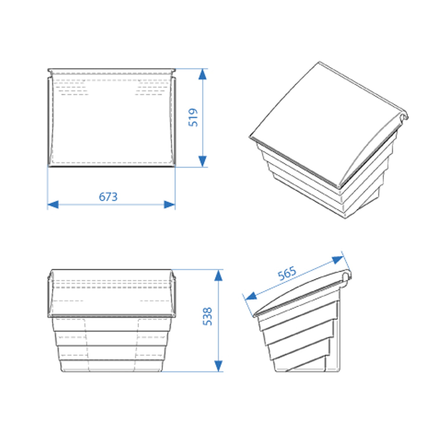 Zoutbak - 90 liter - 120 kg - zand- en zoutcontainer