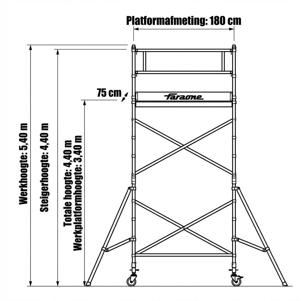 Rolsteiger - 75x180 cm - aluminium - werkhoogte 5,4 m