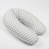 Voedingskussen - 100% katoen - witte/grijze driehoeken - 145 cm