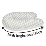 Voedingskussen - 100% katoen - witte/grijze driehoeken - 145 cm