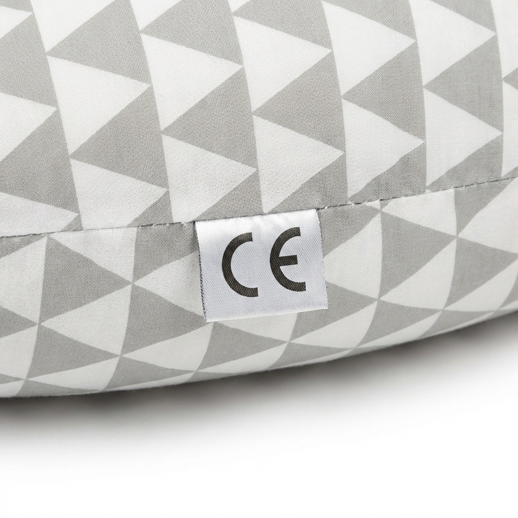 Voedingskussen - 100% katoen - witte/grijze driehoeken - 145 cm