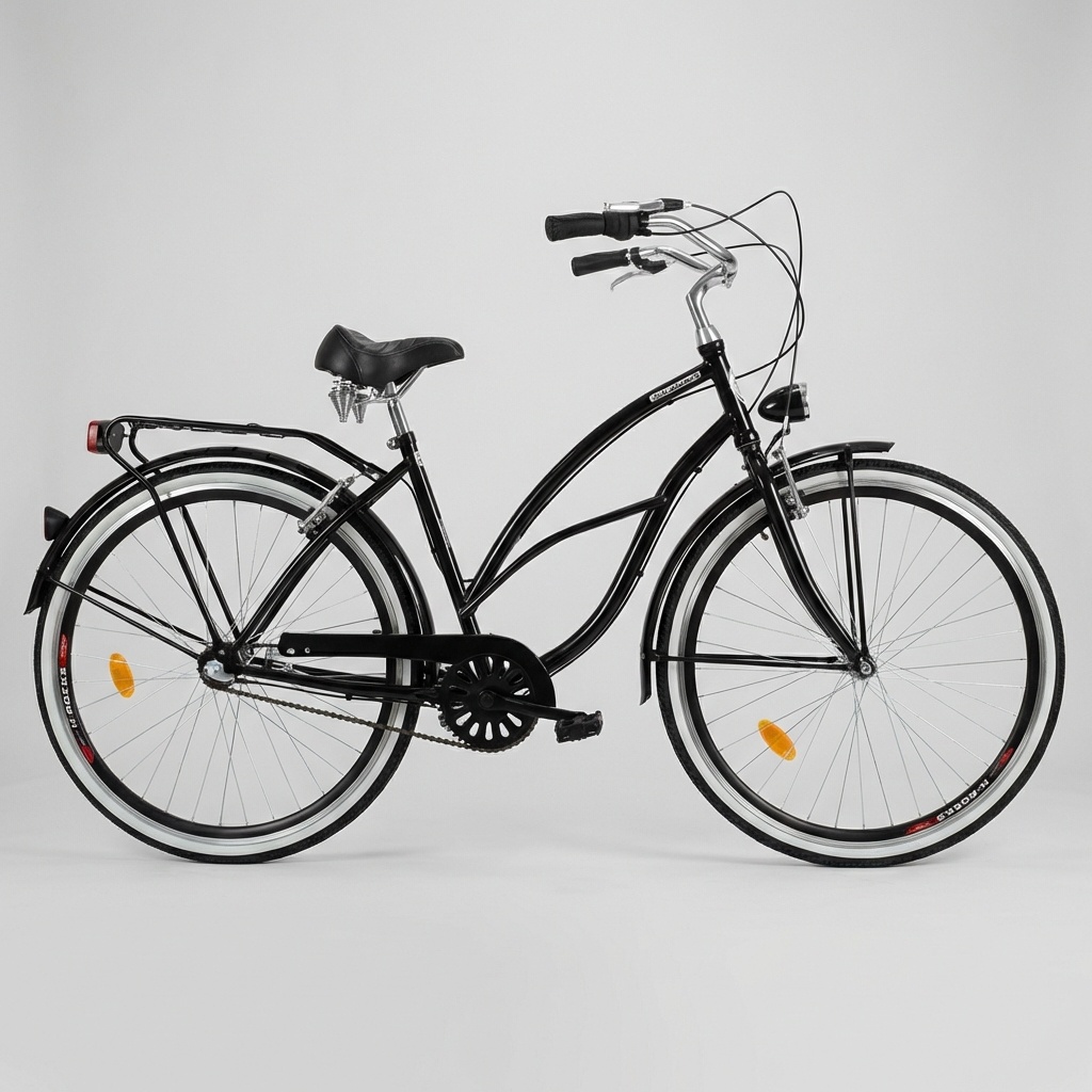Damesfiets - beach cruiser - 28" - 3 versnellingen - zwart