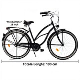 Damesfiets - beach cruiser - 28" - 3 versnellingen - zwart