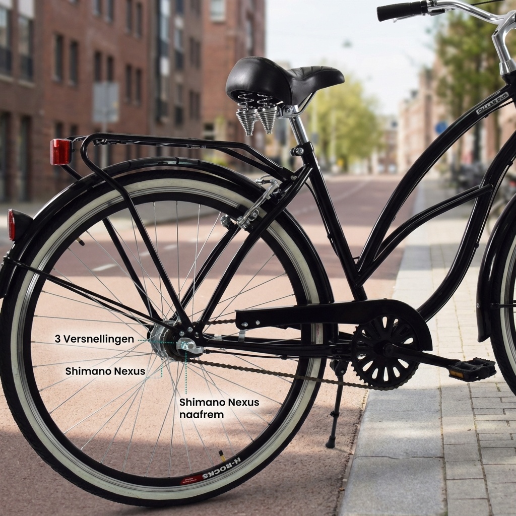 Damesfiets - beach cruiser - 28" - 3 versnellingen - zwart