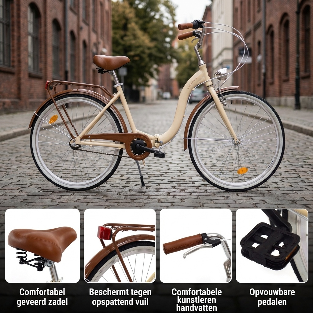 Vouwfiets - 28 inch - met 3 versnellingen - alu - crème bruin