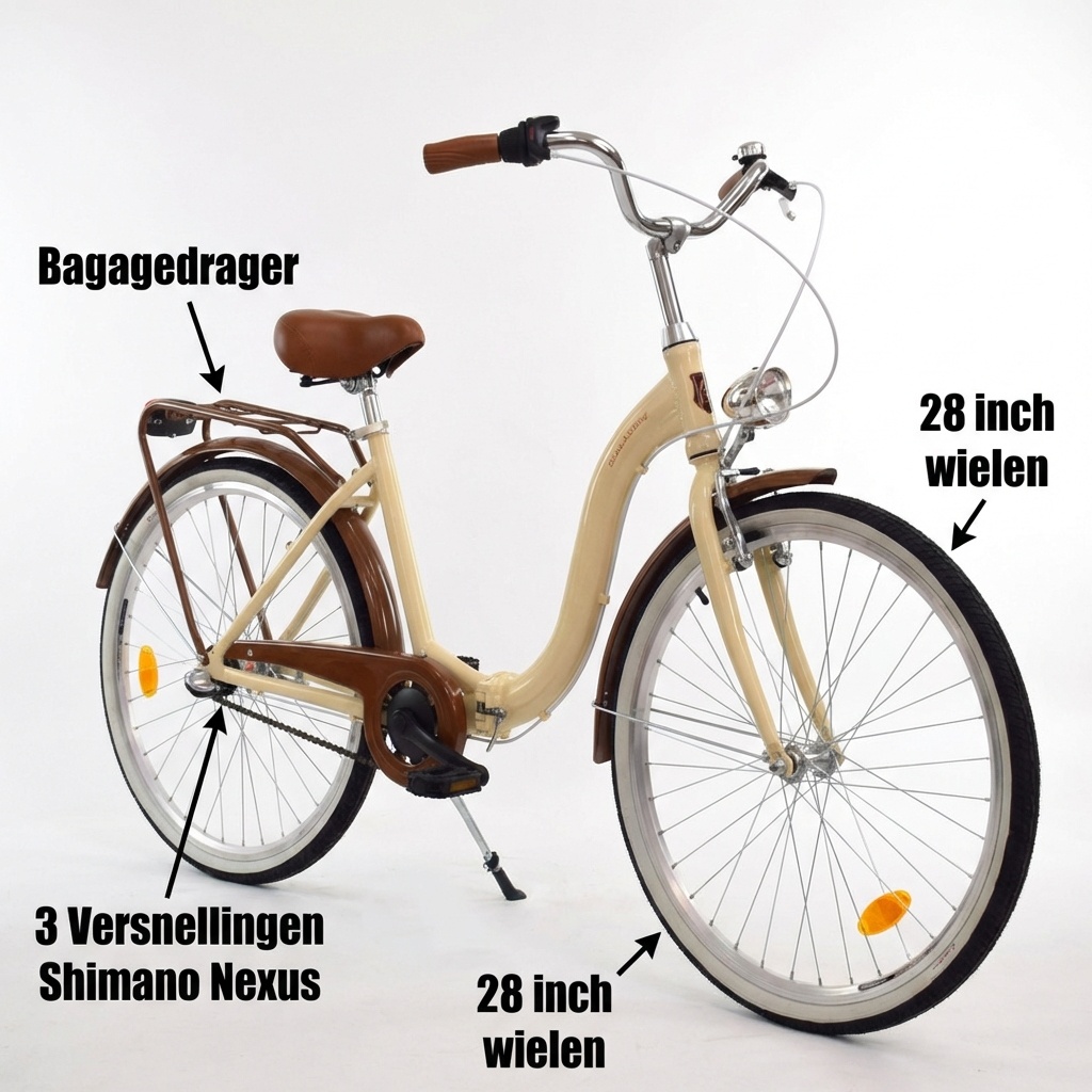 Vouwfiets - 28 inch - met 3 versnellingen - alu - crème bruin