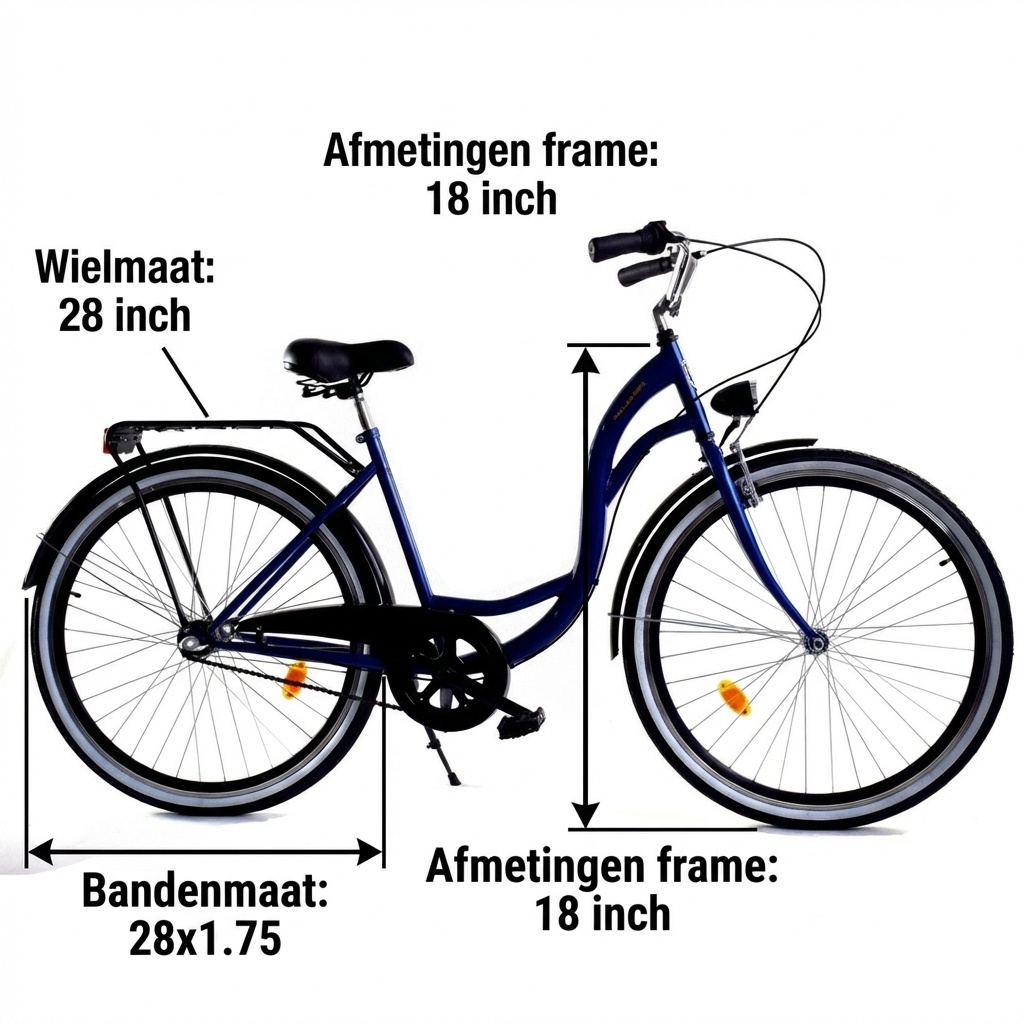 Damesfiets 28 inch - stadsfiets 3 versnellingen - blauw zwart