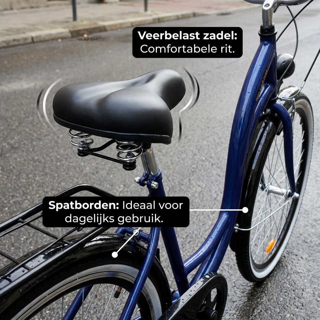 Damesfiets 28 inch - stadsfiets 3 versnellingen - blauw zwart