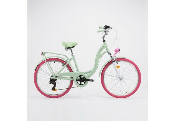 Meisjesfiets - 26 inch - 7 versnellingen - alu - mintgroen roze