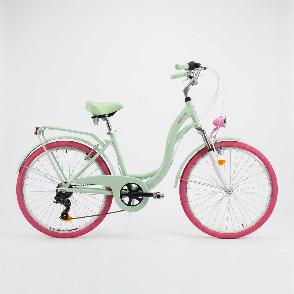Meisjesfiets - 26 inch - 7 versnellingen - alu - mintgroen roze