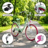 Meisjesfiets - 26 inch - 7 versnellingen - alu - mintgroen roze