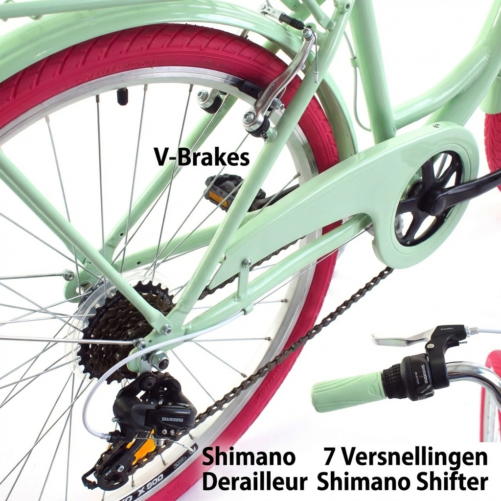 Meisjesfiets - 26 inch - 7 versnellingen - alu - mintgroen roze