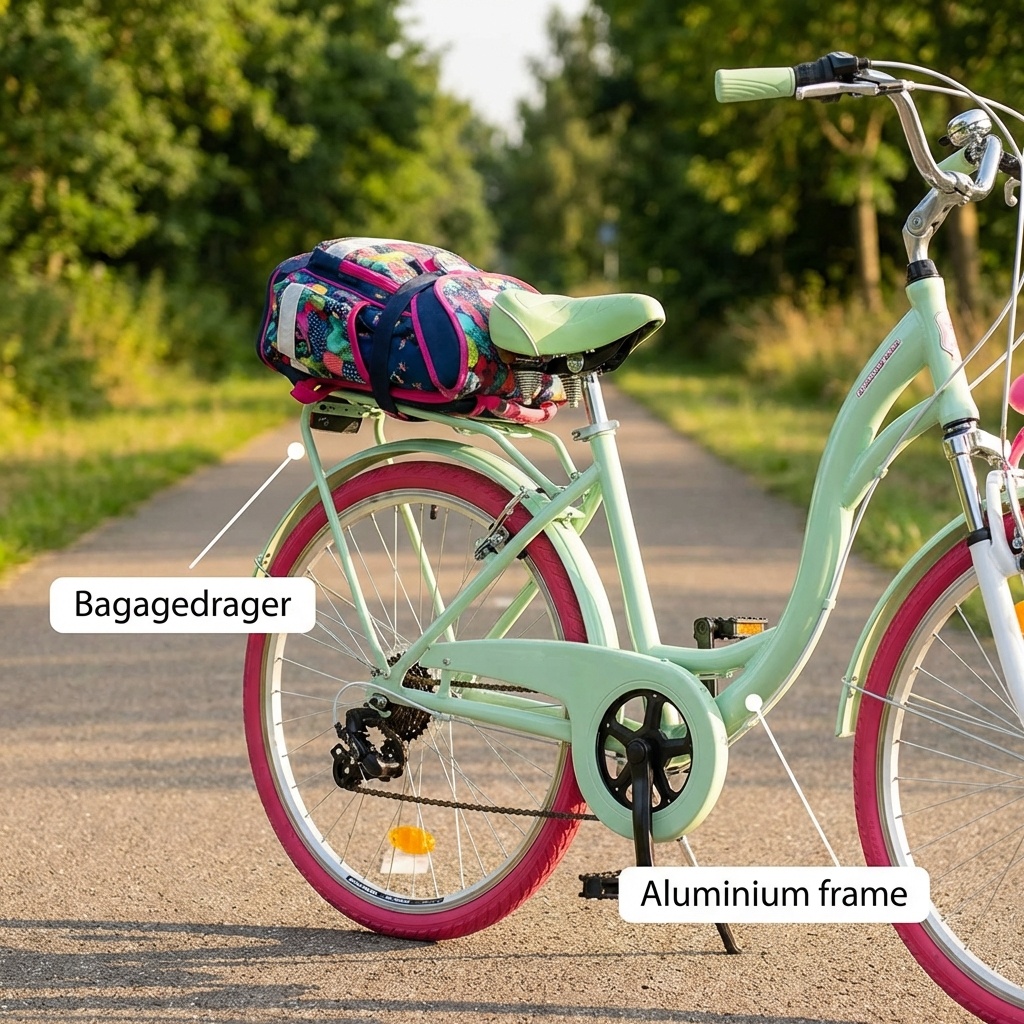 Meisjesfiets - 26 inch - 7 versnellingen - alu - mintgroen roze