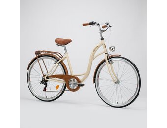 Damesfiets 28 inch - stadsfiets 7 versnellingen - creme bruin