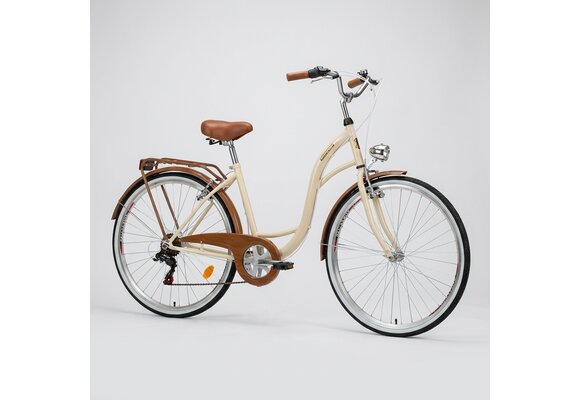 Damesfiets 28 inch - stadsfiets 7 versnellingen - creme bruin