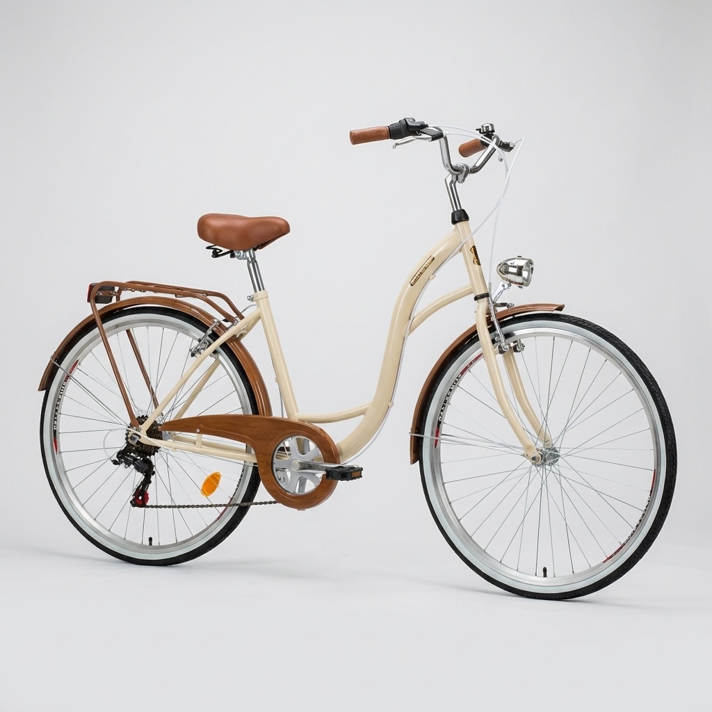 Damesfiets 28 inch - stadsfiets 7 versnellingen - creme bruin