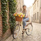 Damesfiets 28 inch - stadsfiets 7 versnellingen - creme bruin