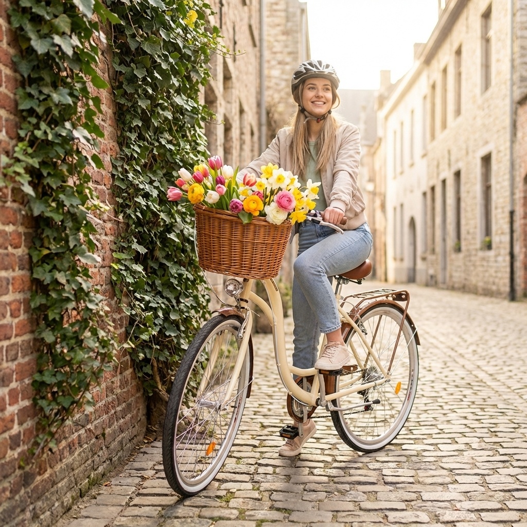 Damesfiets 28 inch - stadsfiets 7 versnellingen - creme bruin