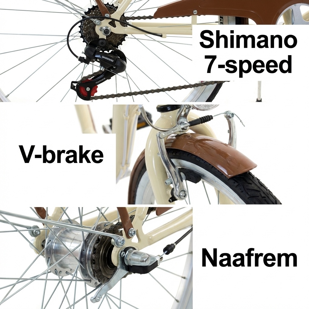 Damesfiets 28 inch - stadsfiets 7 versnellingen - creme bruin