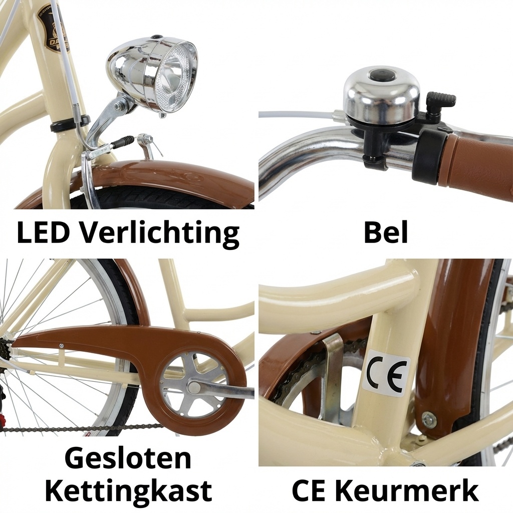 Damesfiets 28 inch - stadsfiets 7 versnellingen - creme bruin