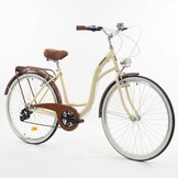 Meisjesfiets 26 inch - stadsfiets 7 versnellingen - creme bruin