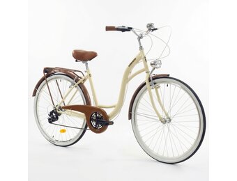Meisjesfiets 26 inch - stadsfiets 7 versnellingen - creme bruin