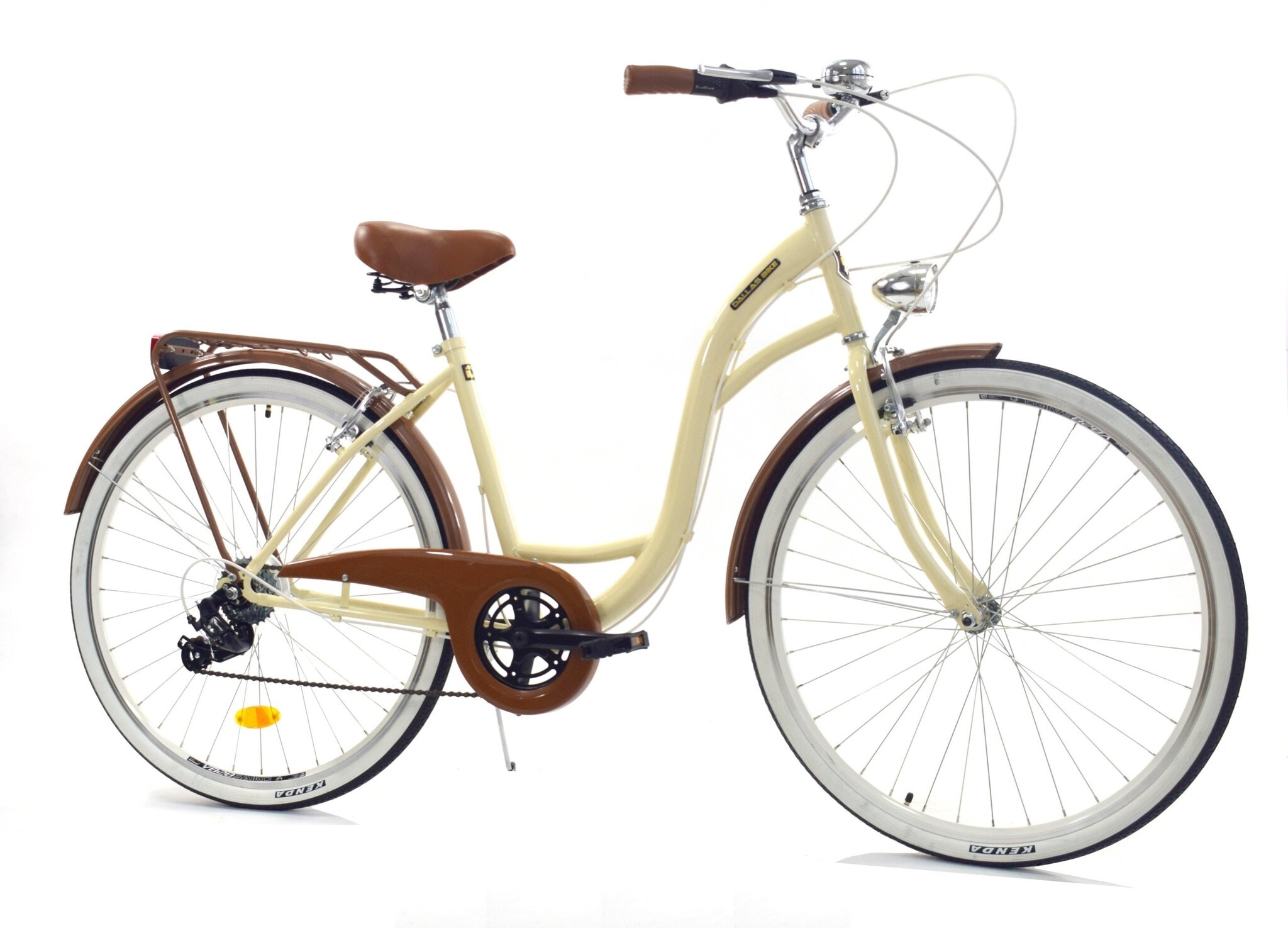 Meisjesfiets 26 inch - stadsfiets 7 versnellingen - creme bruin