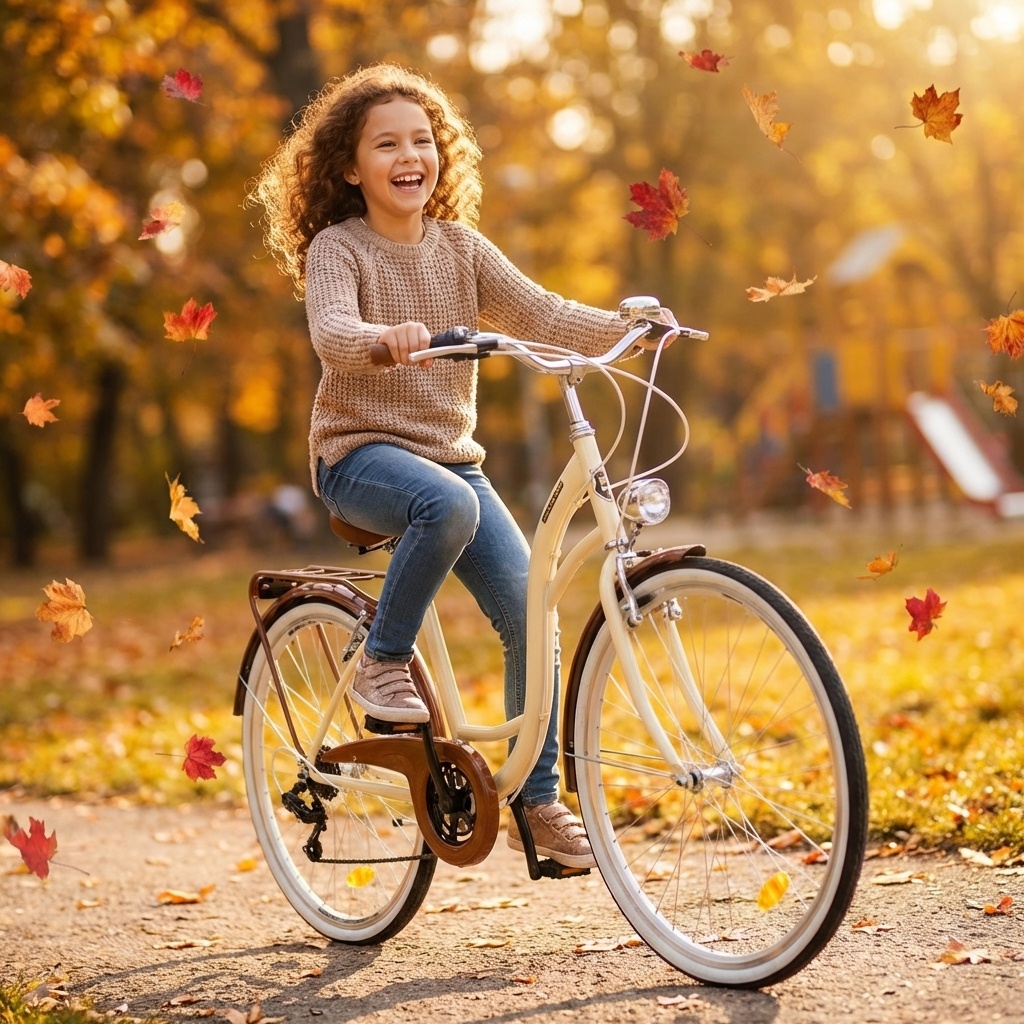 Meisjesfiets 26 inch - stadsfiets 7 versnellingen - creme bruin