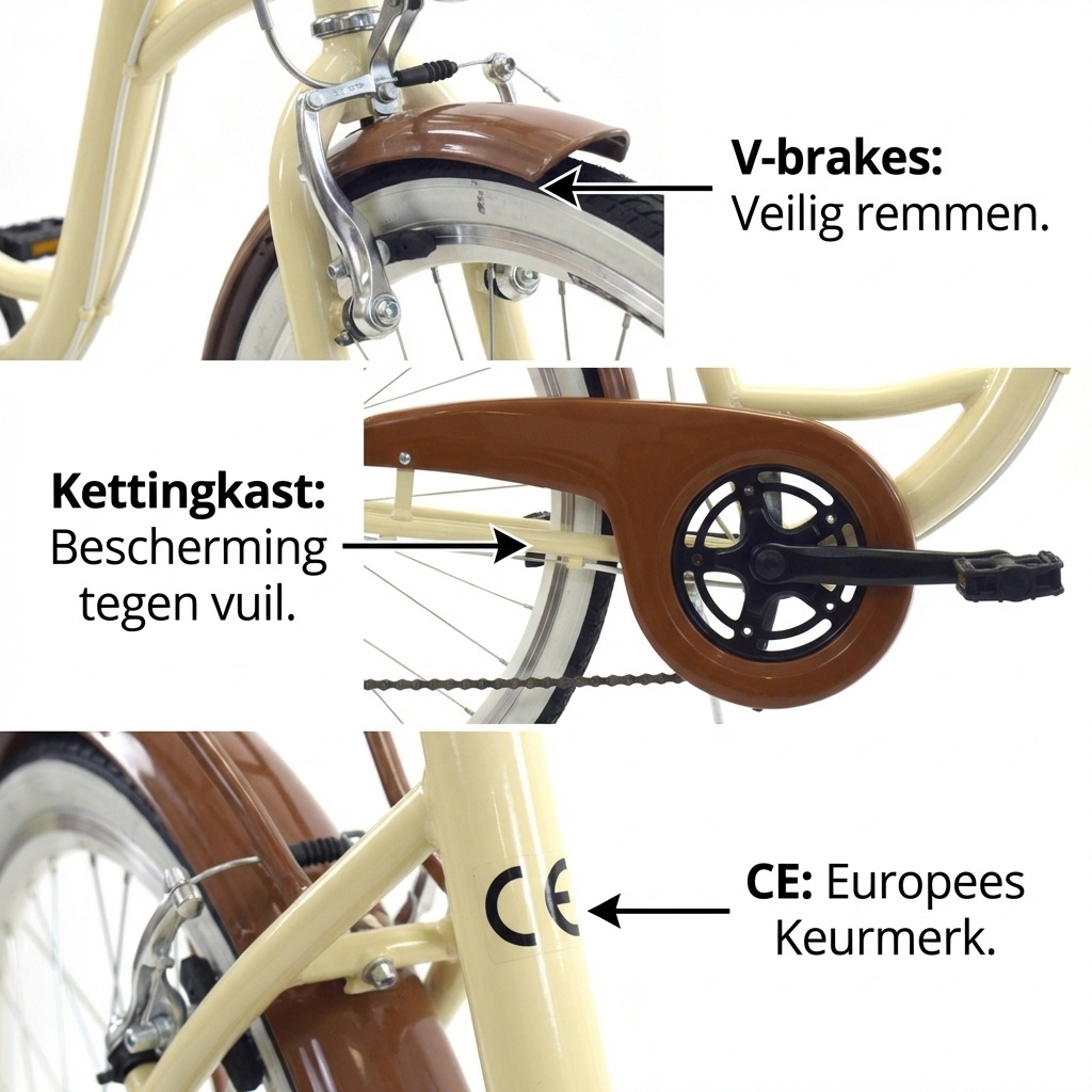 Meisjesfiets 26 inch - stadsfiets 7 versnellingen - creme bruin