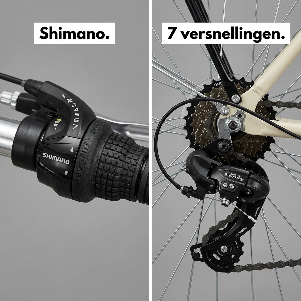 Meisjesfiets 26 inch - stadsfiets 7 versnellingen - creme bruin