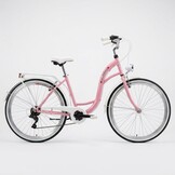 Meisjesfiets 26 inch - stadsfiets 7 versnellingen - roze wit