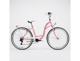 Meisjesfiets 26 inch - stadsfiets 7 versnellingen - roze wit