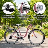 Meisjesfiets 26 inch - stadsfiets 7 versnellingen - roze wit