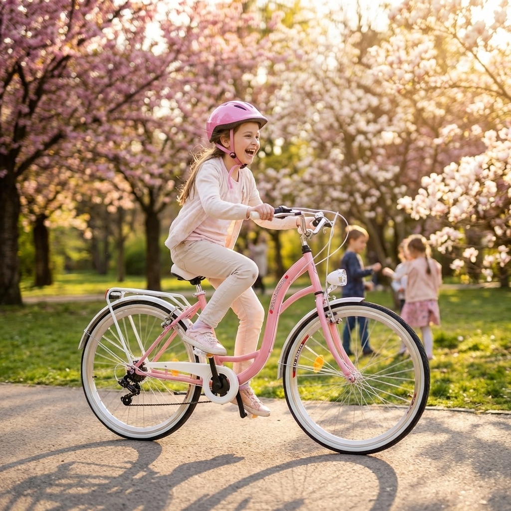 Meisjesfiets 26 inch - stadsfiets 7 versnellingen - roze wit