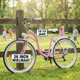 Meisjesfiets 26 inch - stadsfiets 7 versnellingen - roze wit