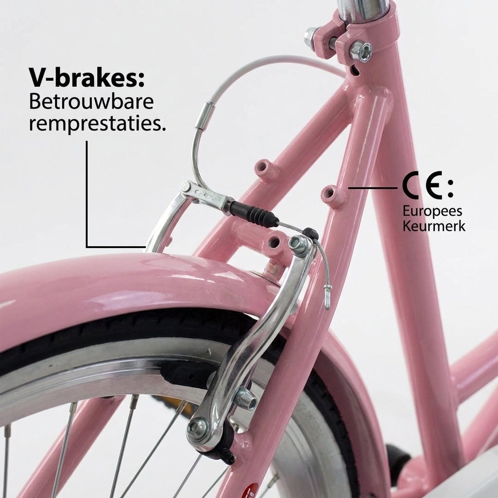 Meisjesfiets 26 inch - stadsfiets 7 versnellingen - roze wit