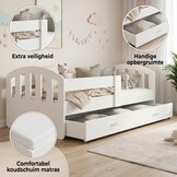 Kinderbed inclusief matras | Wit | 200x90cm | Koudschuim | MDF & Grenen