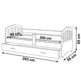 Kinderbed inclusief matras | Wit | 200x90cm | Koudschuim | MDF & Grenen