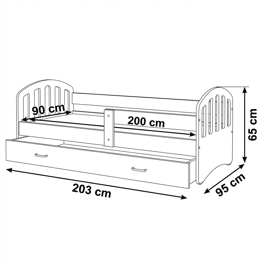 Kinderbed inclusief matras | Wit | 200x90cm | Koudschuim | MDF & Grenen