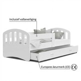 Kinderbed inclusief matras | Wit | 200x90cm | Koudschuim | MDF & Grenen