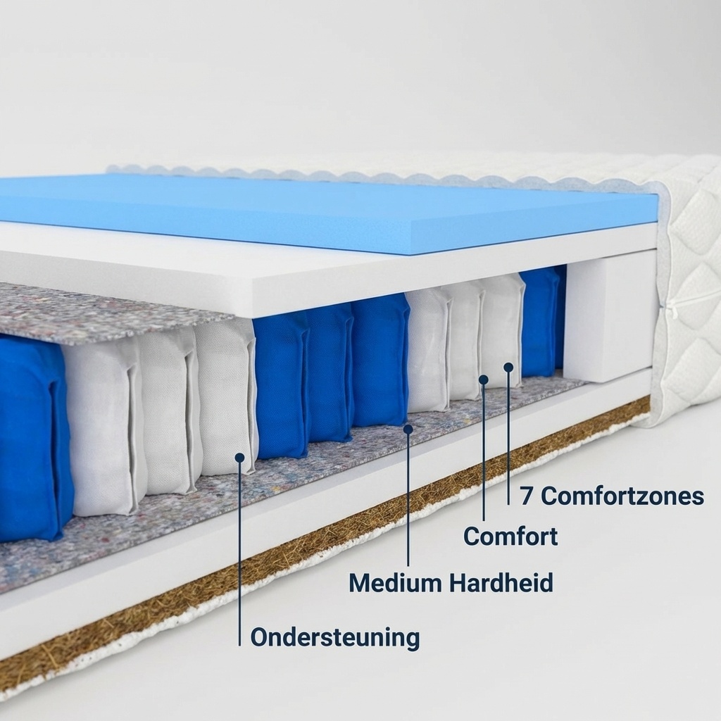 Matras 7 zones 140x200 cm | Ergonomisch Pocketvering, 20cm dik