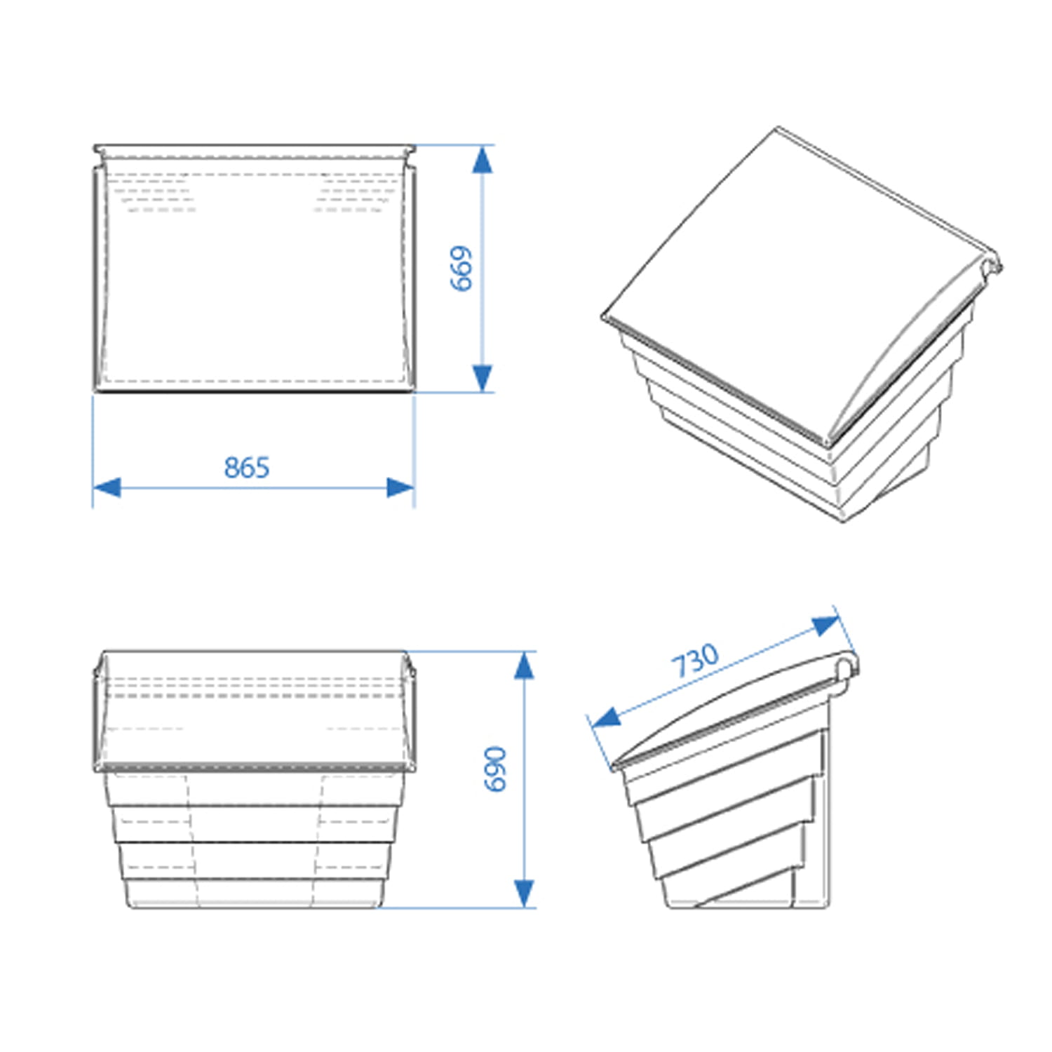 Zoutbak - 180 liter - 250 kg - zout- en zandcontainer