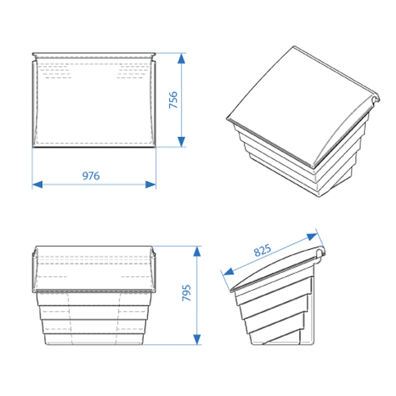Zoutbak - 300 liter - 400 kg - zout- en zandcontainer