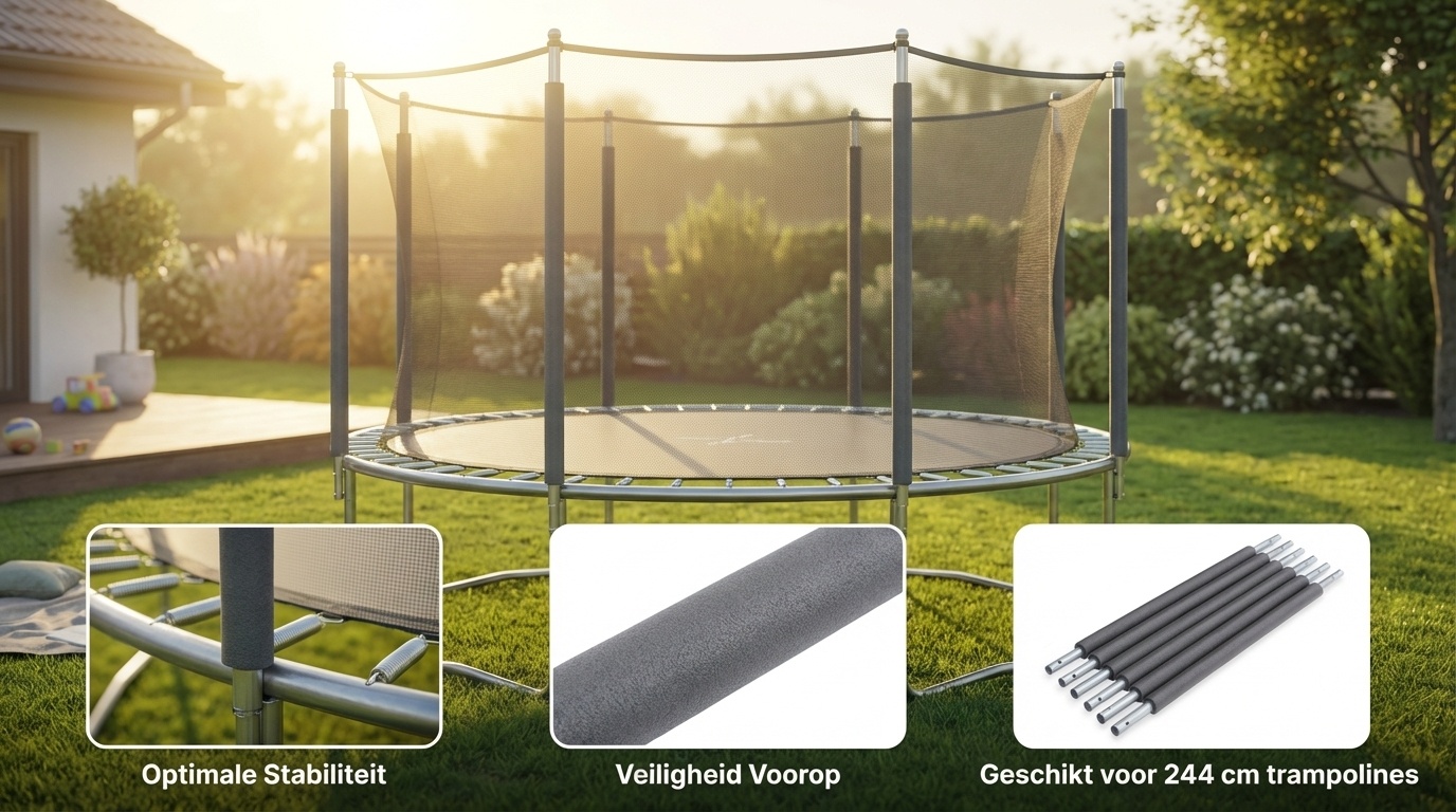 Trampoline palen set - 6 palen - voor trampolines van 244 cm