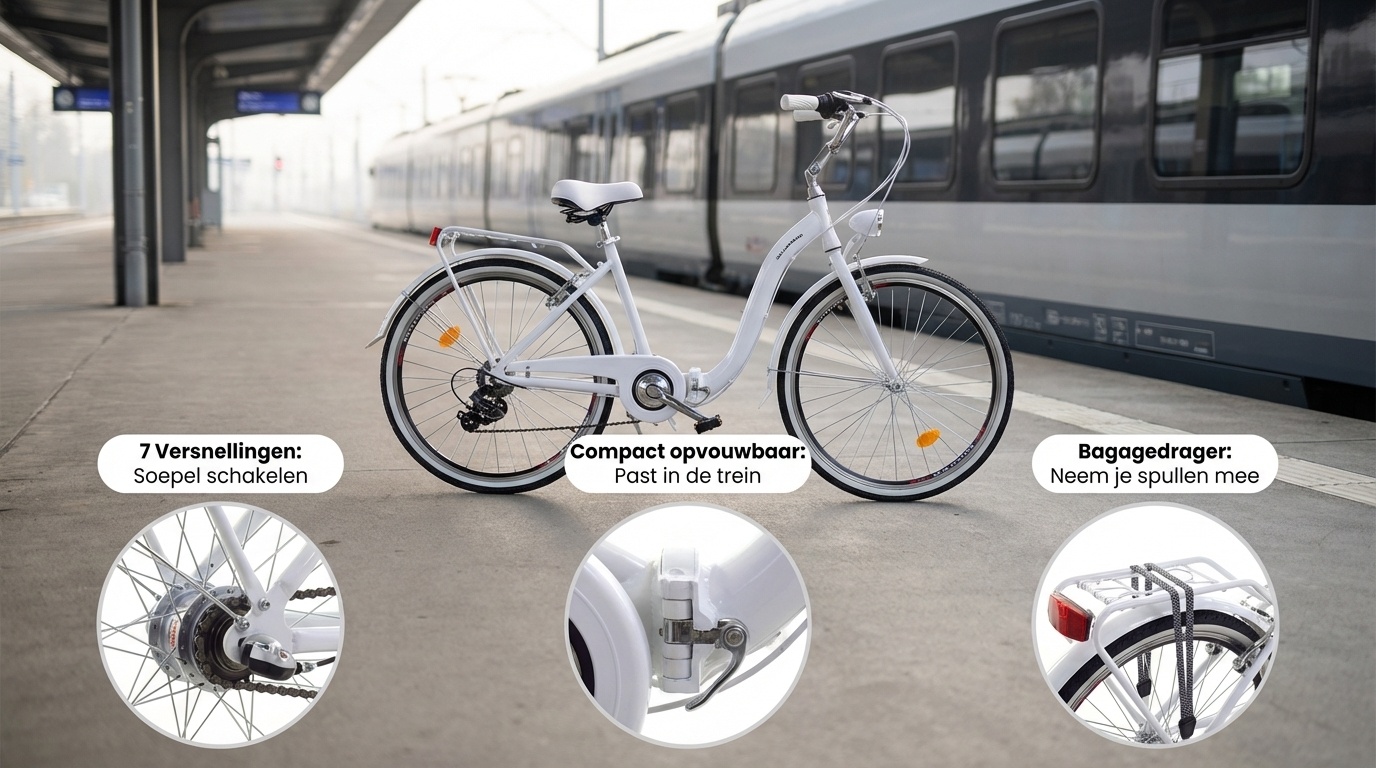 Vouwfiets - 26 inch - met 7 versnellingen - wit