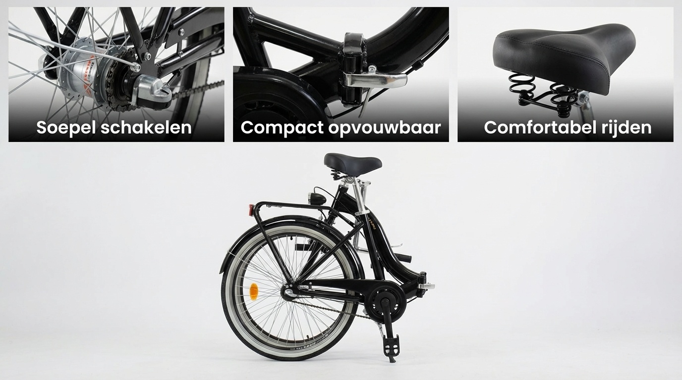 Vouwfiets - 26 inch - met 3 versnellingen - zwart