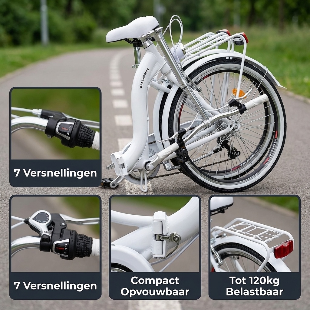 Vouwfiets - 28 inch - met 7 versnellingen - alu - wit