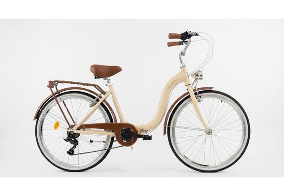 Vouwfiets - 26 inch - met 7 versnellingen - crème bruin